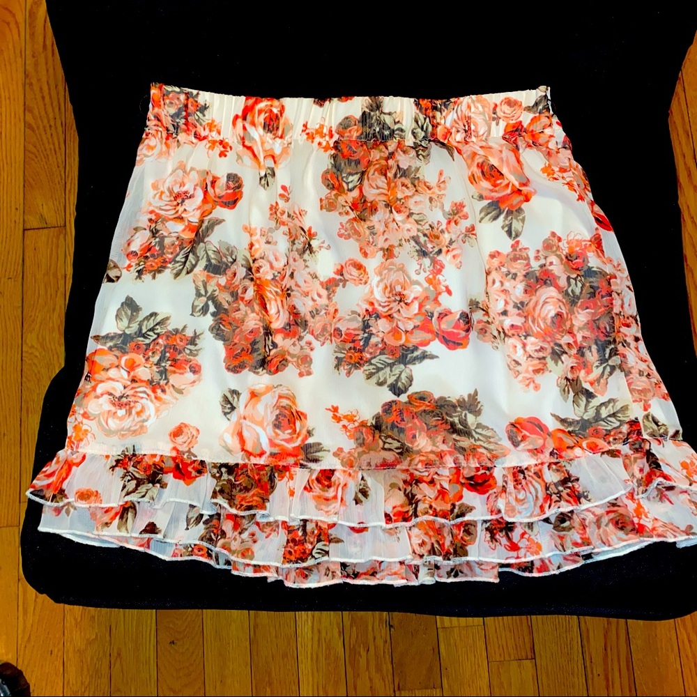 Floral Mini Ruffle Skirt by Wrapper